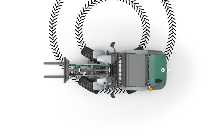 The all-wheel steering of the 8 series from Kramer.