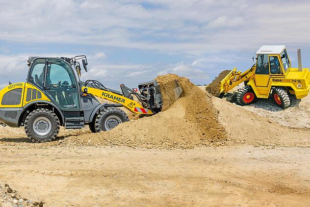 Kramer Radlader 8095 & 312 SL auf der Baustelle