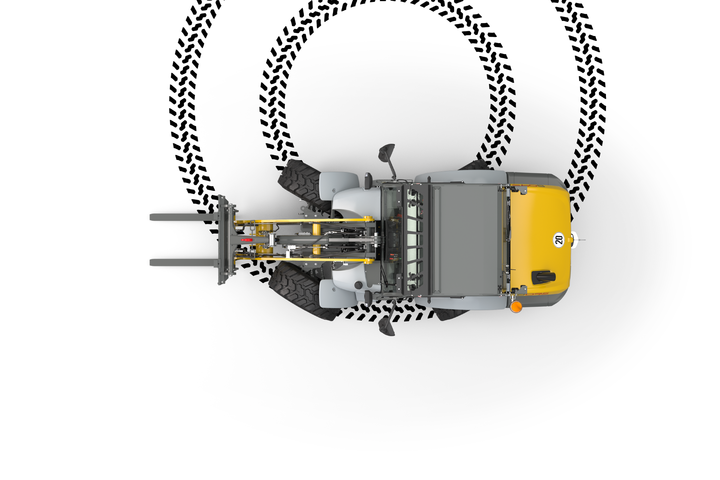 The all-wheel steering of the 8 series from Kramer.