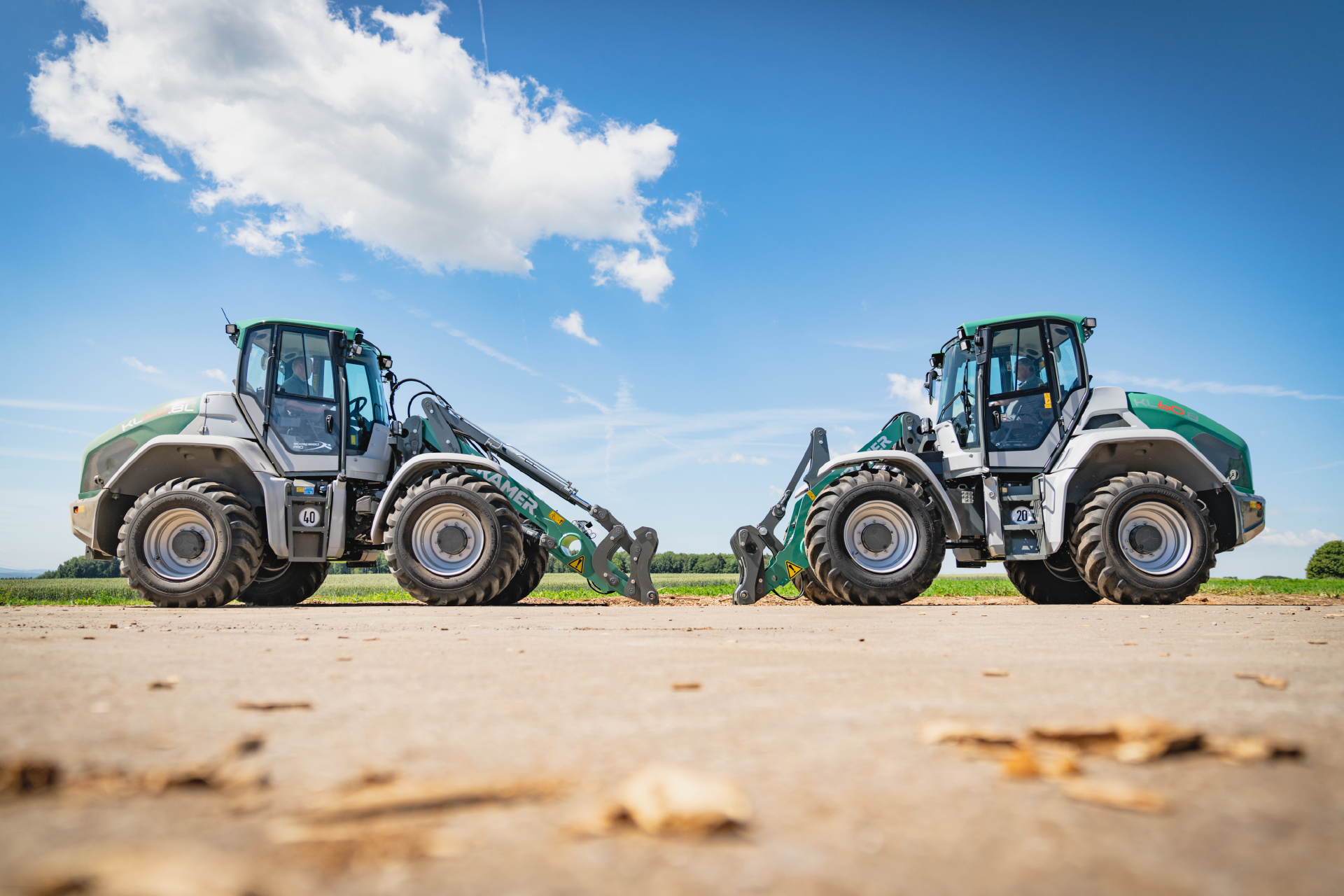 The Kramer wheel loader KL60.8 while working in agriculture.